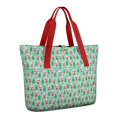 thumbnail image 1 of Tote Bag for Women - Light Blue Christmas Santa and Tree Pattern Shoulder Bag - Large Utility Work Duffle Bag with Zipper Handbag for Travel, Work, Sprots, 1 of 5