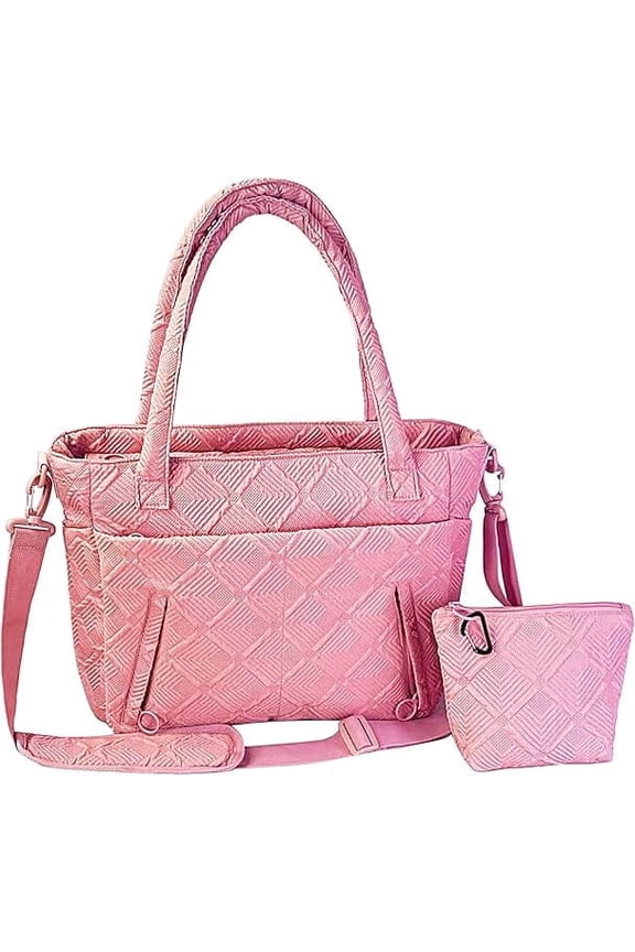 Tote Bag for Women, Lightweight Puffy Tote Bag with Compartments Shoulder Bag Handbag for Travel, Work, Gym | Lightweight, Puffy, Quilted, for Travel, Work