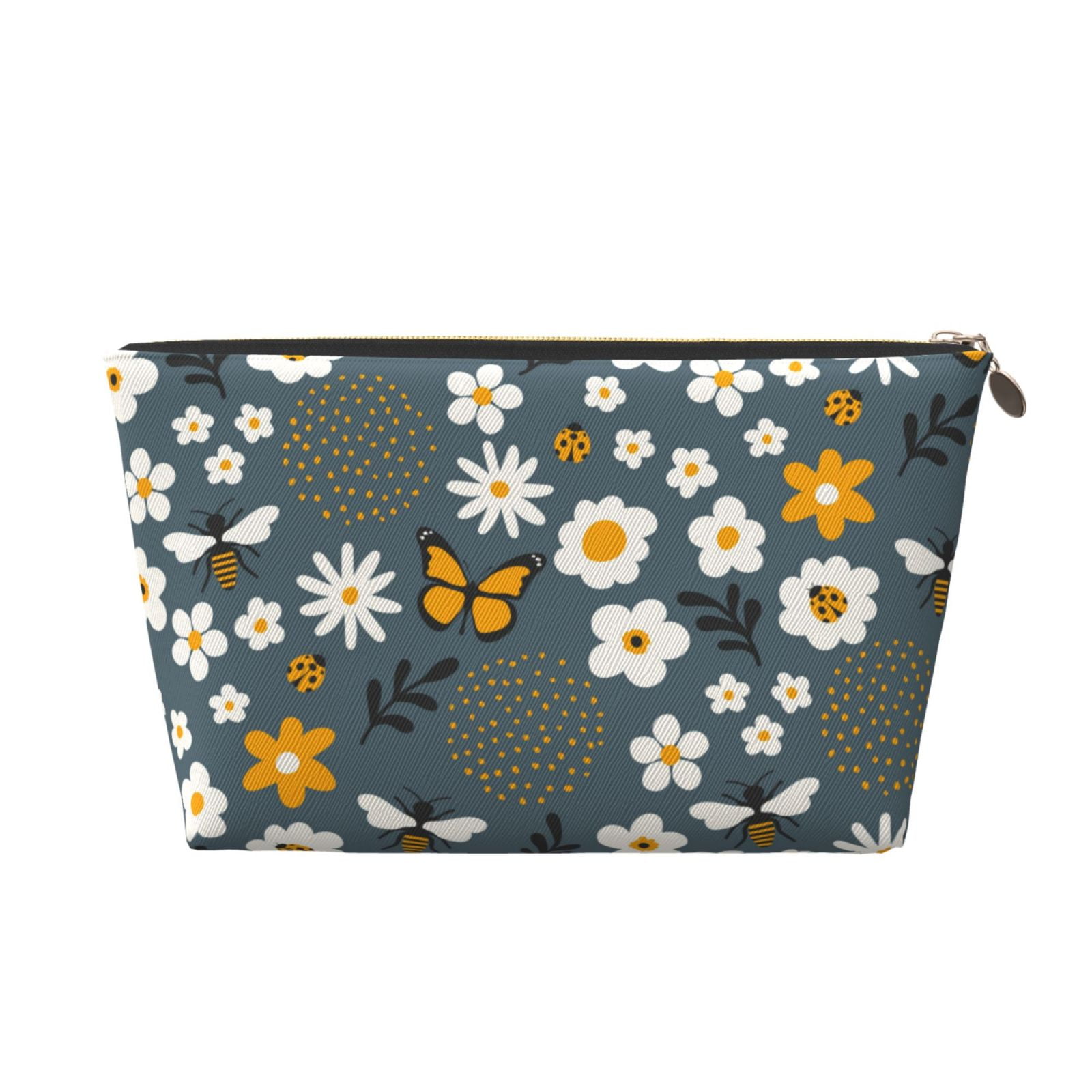 Tote Bag for Women Men Flowers and Bee Reusable Grocery Bags Shopping