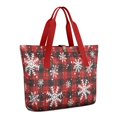 thumbnail image 1 of Tote Bag for Women - Red and Black Christmas Snowflake Pattern Shoulder Bag - Large Utility Work Duffle Bag with Zipper Handbag for Travel, Work, Sprots, 1 of 5