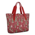 thumbnail image 1 of Tote Bag for Women - Red Christmas Tree and Snowflake Pattern Shoulder Bag - Large Utility Work Duffle Bag with Zipper Handbag for Travel, Work, Sprots, 1 of 5