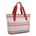 thumbnail image 1 of Tote Bag for Women - Red and White Christmas Striped Pattern Shoulder Bag - Large Utility Work Duffle Bag with Zipper Handbag for Travel, Work, Sprots, 1 of 5