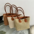 thumbnail image 1 of Tote Bag for Women, Shoulder Bag for Women, Summer Straw Braid Large Capacity Breathable Portable Beach Shoulder Handbags with A Large Opening for Easy Access to Items, Khaki, 1 of 7