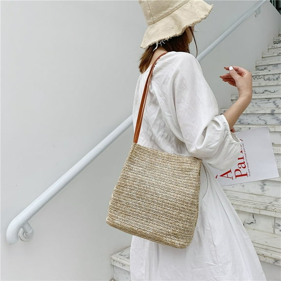 Tote Bag Women Small Satchel Bag Straw Beach Bag Cute Hobo Bags Fashion Tote Handbag Crossbody Summer Purse 2025, 9.8x9.8"