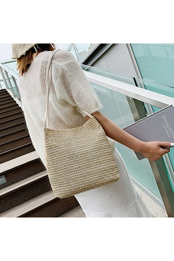 Tote Bag Women Small Satchel Bag Straw Beach Bag Cute Hobo Bags Fashion Tote Handbag Crossbody Summer Purse 2025, 9.8x9.8"