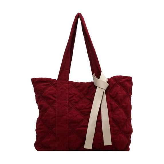 Tote Bag Women's Quilted Down Shoulder Bag Large Capacity for Work School Daily Commute