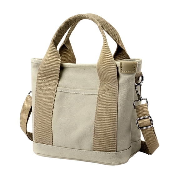 Tote Bag with Zipper for Women Canvas Large Capacity Multi-Pocket Crossbody Bag Casual Daily Use Shoulder Bag Sturdy Durable Adjustable Strap Messenger Bag
