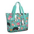 thumbnail image 1 of Tote Bag for Women - Australian Shepherd Dog and Flower Shoulder Bag - Large Utility Work Duffle Bag with Zipper Handbag for Travel, Work, Sprots, 1 of 5