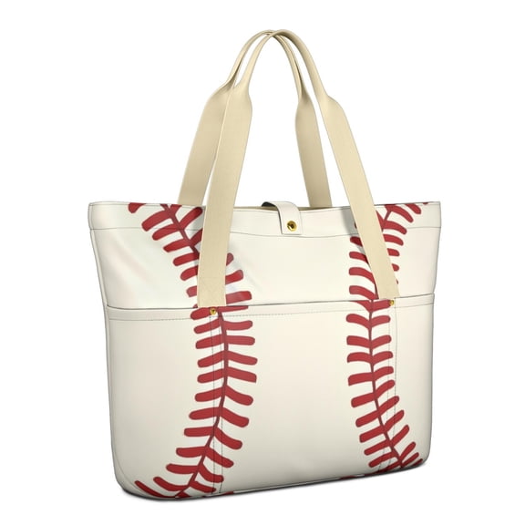 Tote Bag for Women - Baseball Pattern Shoulder Bag - Large Utility Work Duffle Bag with Zipper Handbag for Travel, Work, Sprots