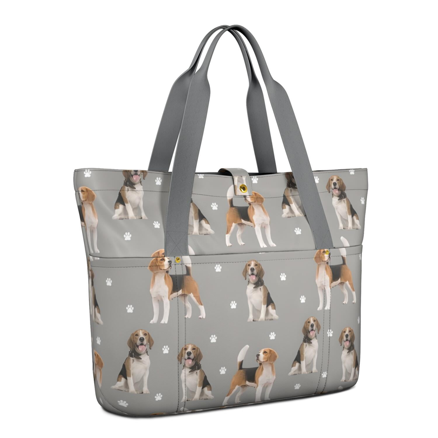 Tote Bag for Women - Basset Hound Dog and Flower Shoulder Bag