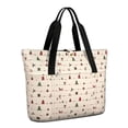 thumbnail image 1 of Tote Bag for Women - Beige Christmas Decoration Pattern Shoulder Bag - Large Utility Work Duffle Bag with Zipper Handbag for Travel, Work, Sprots, 1 of 5