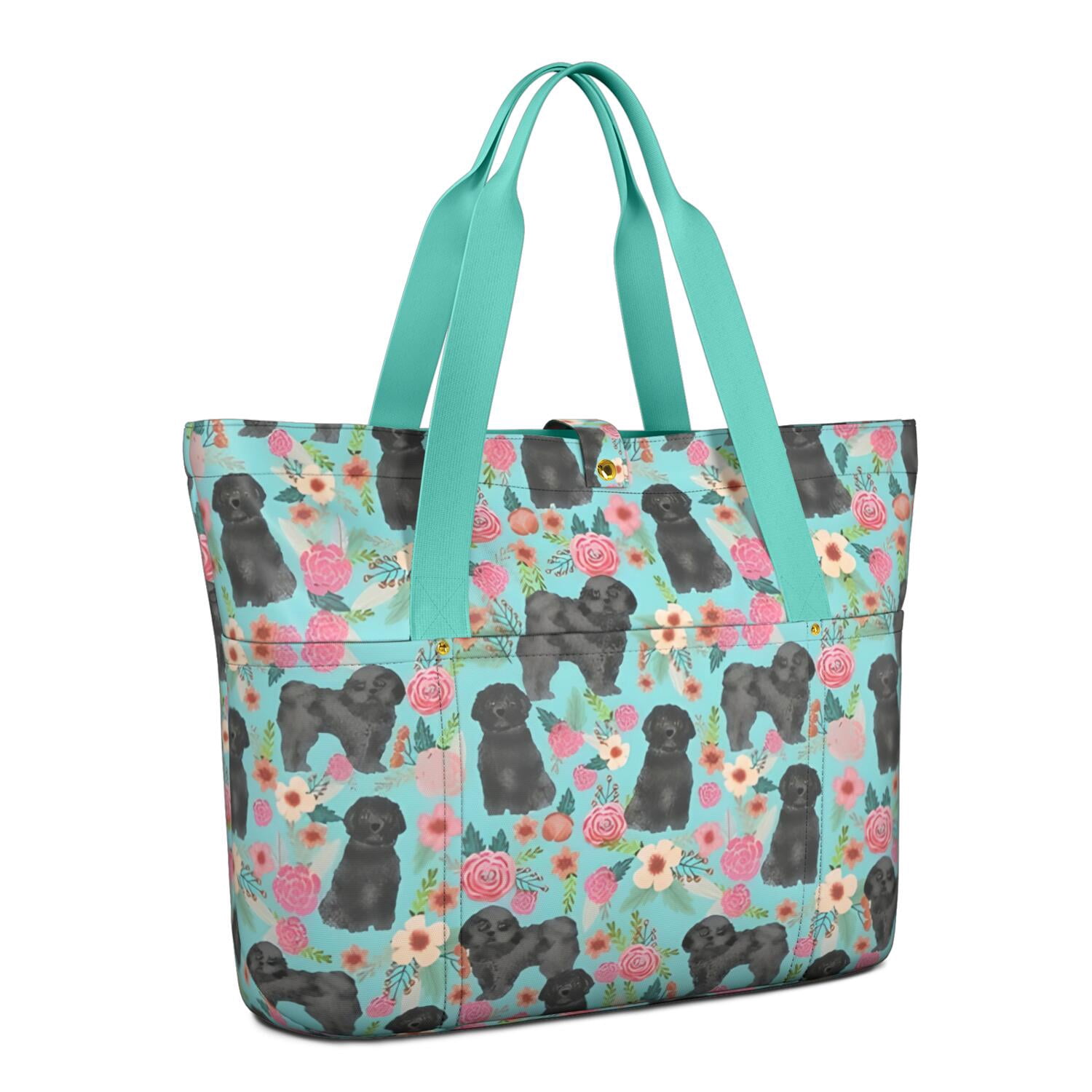 Tote Bag for Women - Basset Hound Dog and Flower Shoulder Bag