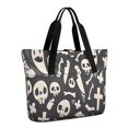 thumbnail image 1 of Tote Bag for Women - Black Halloween Spooky Elements Shoulder Bag - Large Utility Work Duffle Bag with Zipper Handbag for Travel, Work, Sprots, 1 of 5