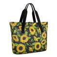 thumbnail image 1 of Tote Bag for Women - Black Sunflower Shoulder Bag - Large Utility Work Duffle Bag with Zipper Handbag for Travel, Work, Sprots, 1 of 5