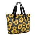 thumbnail image 1 of Tote Bag for Women - Black Sunflower Shoulder Bag - Large Utility Work Duffle Bag with Zipper Handbag for Travel, Work, Sprots, 1 of 5