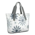 thumbnail image 1 of Tote Bag for Women - Blue Christmas Snowflake Pattern Shoulder Bag - Large Utility Work Duffle Bag with Zipper Handbag for Travel, Work, Sprots, 1 of 5