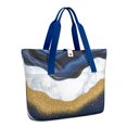 thumbnail image 1 of Tote Bag for Women - Blue Gold Marble Shoulder Bag - Large Utility Work Duffle Bag with Zipper Handbag for Travel, Work, Sprots, 1 of 5