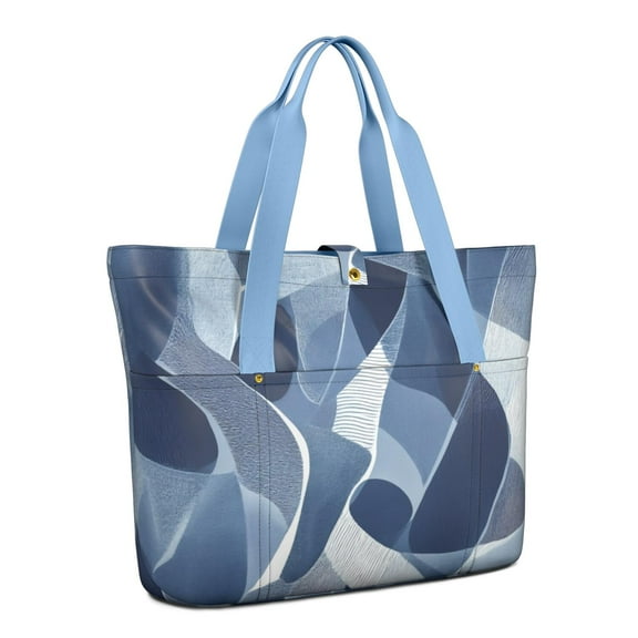 Tote Bag for Women - Blue and Grey Abstract Art Artwork Shoulder Bag - Large Utility Work Duffle Bag with Zipper Handbag for Travel, Work, Sprots