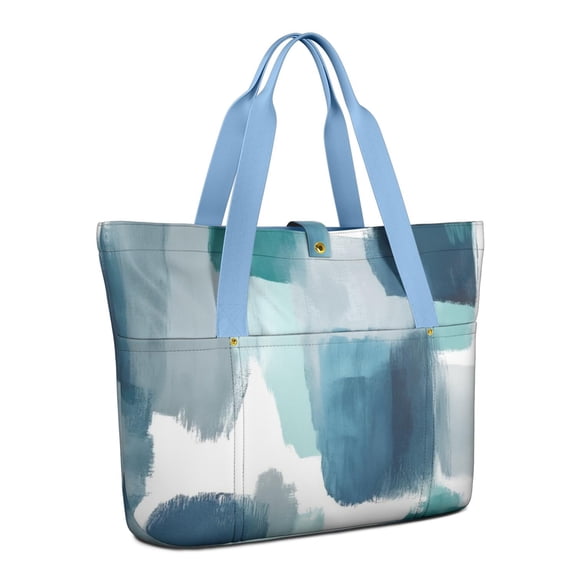 Tote Bag for Women - Blue and Grey Abstract Art Artwork Shoulder Bag - Large Utility Work Duffle Bag with Zipper Handbag for Travel, Work, Sprots