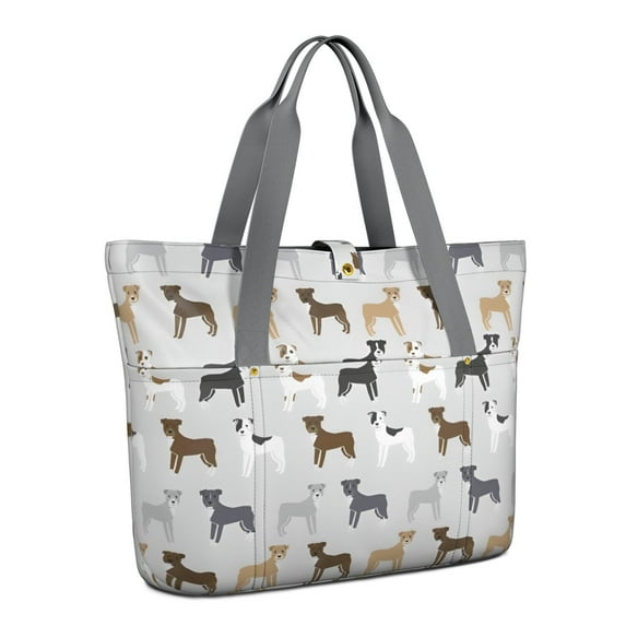 Tote Bag for Women - Bulldog Dog Shoulder Bag - Large Utility Work Duffle Bag with Zipper Handbag for Travel, Work, Sprots