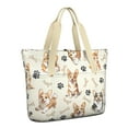 thumbnail image 1 of Tote Bag for Women - Cartoon Corgi Dog and Footprints Shoulder Bag - Large Utility Work Duffle Bag with Zipper Handbag for Travel, Work, Sprots, 1 of 5