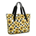 thumbnail image 1 of Tote Bag for Women - Checke Sunflower Shoulder Bag - Large Utility Work Duffle Bag with Zipper Handbag for Travel, Work, Sprots, 1 of 5