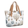 thumbnail image 1 of Tote Bag for Women - Coastal Coral Starfish Shoulder Bag - Large Utility Work Duffle Bag with Zipper Handbag for Travel, Work, Sprots, 1 of 5