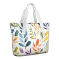 thumbnail image 1 of Tote Bag for Women - Colorful Leaves Pattern Shoulder Bag - Large Utility Work Duffle Bag with Zipper Handbag for Travel, Work, Sprots, 1 of 5