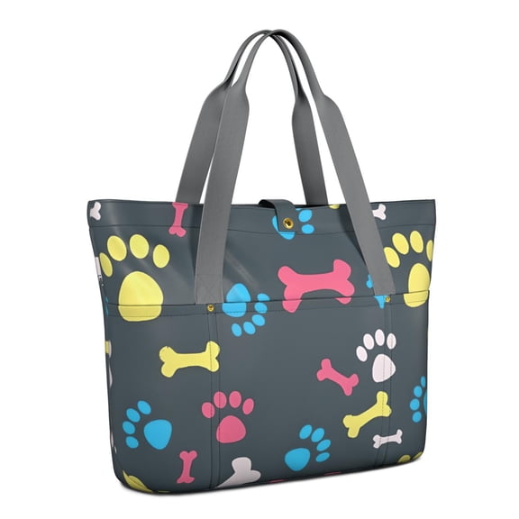 Tote Bag for Women - Cool Pet Background Dog Paw Shoulder Bag - Large Utility Work Duffle Bag with Zipper Handbag for Travel, Work, Sprots
