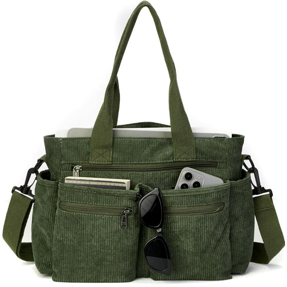 Tote Bag for Women, Corduroy Crossbody Purse, Travel Shoulder Bag, Work Handbag, Everyday Hobo Tote Bag for Schoo