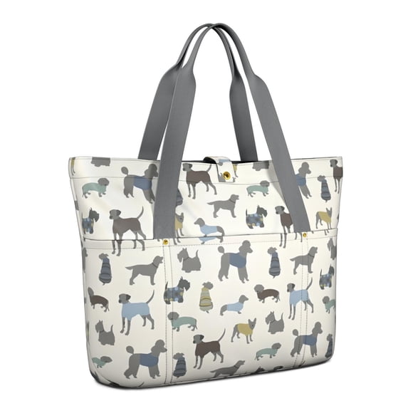 Tote Bag for Women - Cute Animal Dogs Shoulder Bag - Large Utility Work Duffle Bag with Zipper Handbag for Travel, Work, Sprots