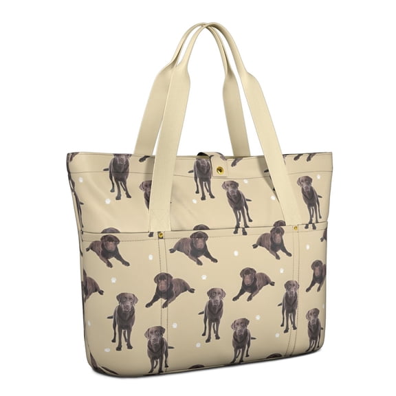 Tote Bag for Women - Cute Labrador Shoulder Bag - Large Utility Work Duffle Bag with Zipper Handbag for Travel, Work, Sprots