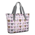 thumbnail image 1 of Tote Bag for Women - Cute Pitbull Terriers Dog and Flower Shoulder Bag - Large Utility Work Duffle Bag with Zipper Handbag for Travel, Work, Sprots, 1 of 5