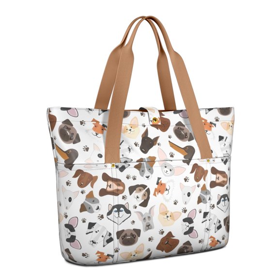 Tote Bag for Women - Dachshund Dog Boston Terrier Dog Shoulder Bag - Large Utility Work Duffle Bag with Zipper Handbag for Travel, Work, Sprots
