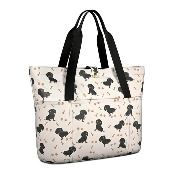 Tote Bag for Women - Dachshund Dog Shoulder Bag - Large Utility Work Duffle Bag with Zipper Handbag for Travel, Work, Sprots