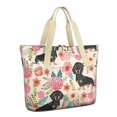 thumbnail image 1 of Tote Bag for Women - Dachshund and Flower Shoulder Bag - Large Utility Work Duffle Bag with Zipper Handbag for Travel, Work, Sprots, 1 of 5