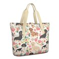 thumbnail image 1 of Tote Bag for Women - Dachshund and Flower Shoulder Bag - Large Utility Work Duffle Bag with Zipper Handbag for Travel, Work, Sprots, 1 of 5