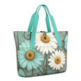 thumbnail image 1 of Tote Bag for Women - Daisies and Butterflies Shoulder Bag - Large Utility Work Duffle Bag with Zipper Handbag for Travel, Work, Sprots, 1 of 5