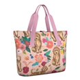 thumbnail image 1 of Tote Bag for Women - Dogs with Flowers Shoulder Bag - Large Utility Work Duffle Bag with Zipper Handbag for Travel, Work, Sprots, 1 of 5