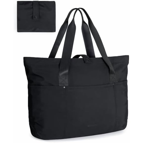 Tote Bag for Women, Foldable Tote Bag With Zipper Travel Large Shoulder Bag Handbag for Work-16.5''l X 6''wx 14''h