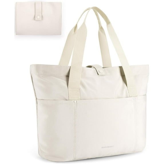 Tote Bag for Women, Foldable Tote Bag With Zipper Travel Large Shoulder Bag Handbag for Work-16.5''l X 6''wx 14''h