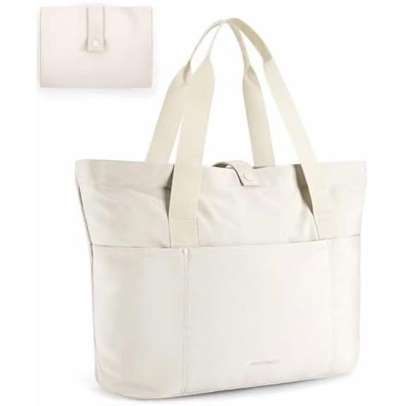 Tote Bag for Women, Foldable Tote Bag With Zipper Travel Large Shoulder Bag Handbag for Work-16.5''l X 6''wx 14''h