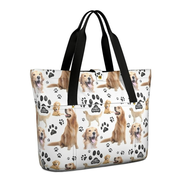 Tote Bag for Women - Golden Retriever Shoulder Bag - Large Utility Work Duffle Bag with Zipper Handbag for Travel, Work, Sprots