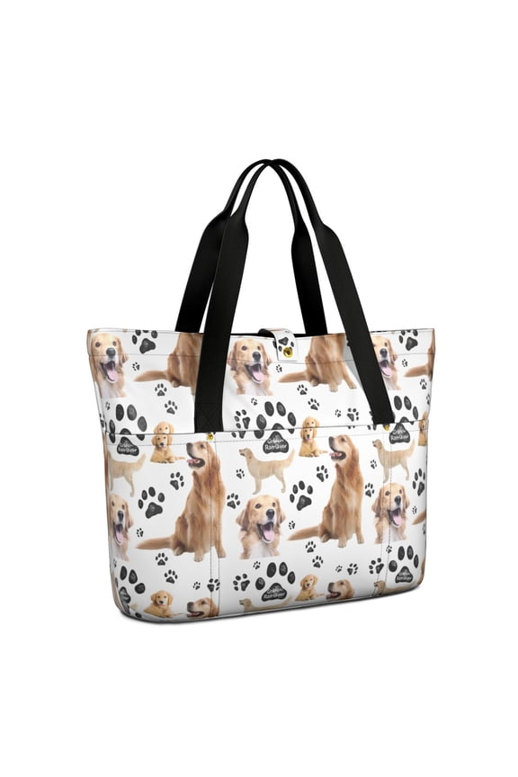 Tote Bag for Women - Golden Retriever Shoulder Bag - Large Utility Work Duffle Bag with Zipper Handbag for Travel, Work, Sprots