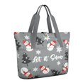 thumbnail image 1 of Tote Bag for Women - Gray Christmas Snowman Pattern Shoulder Bag - Large Utility Work Duffle Bag with Zipper Handbag for Travel, Work, Sprots, 1 of 5