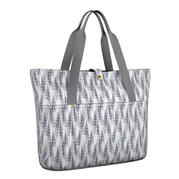 Tote Bag for Women - Gray Christmas Tree Pattern Shoulder Bag - Large Utility Work Duffle Bag with Zipper Handbag for Travel, Work, Sprots