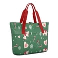 thumbnail image 1 of Tote Bag for Women - Green Christmas Pattern Shoulder Bag - Large Utility Work Duffle Bag with Zipper Handbag for Travel, Work, Sprots, 1 of 5