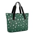 thumbnail image 1 of Tote Bag for Women - Green Christmas Snowflake Pattern Shoulder Bag - Large Utility Work Duffle Bag with Zipper Handbag for Travel, Work, Sprots, 1 of 5