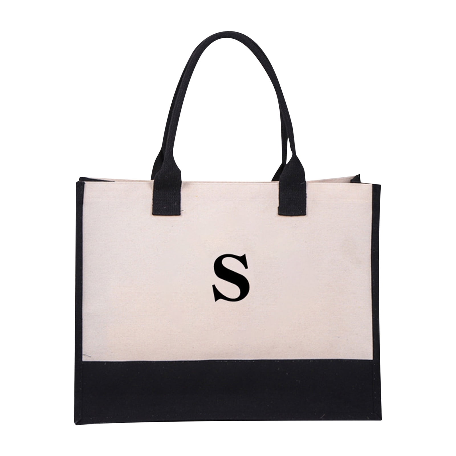 Aliceset Monogram Gift Set - Initial Tote Bag, Makeup Bag & Glass Coffee Cup (Letter D)