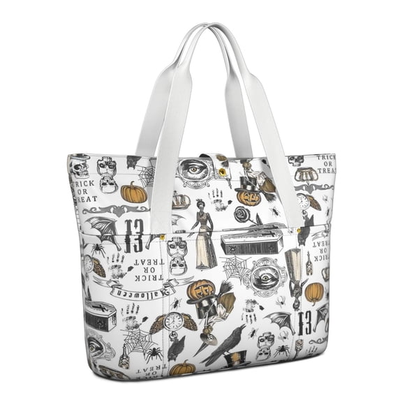 Tote Bag for Women - Halloween Pattern Shoulder Bag - Large Utility Work Duffle Bag with Zipper Handbag for Travel, Work, Sprots